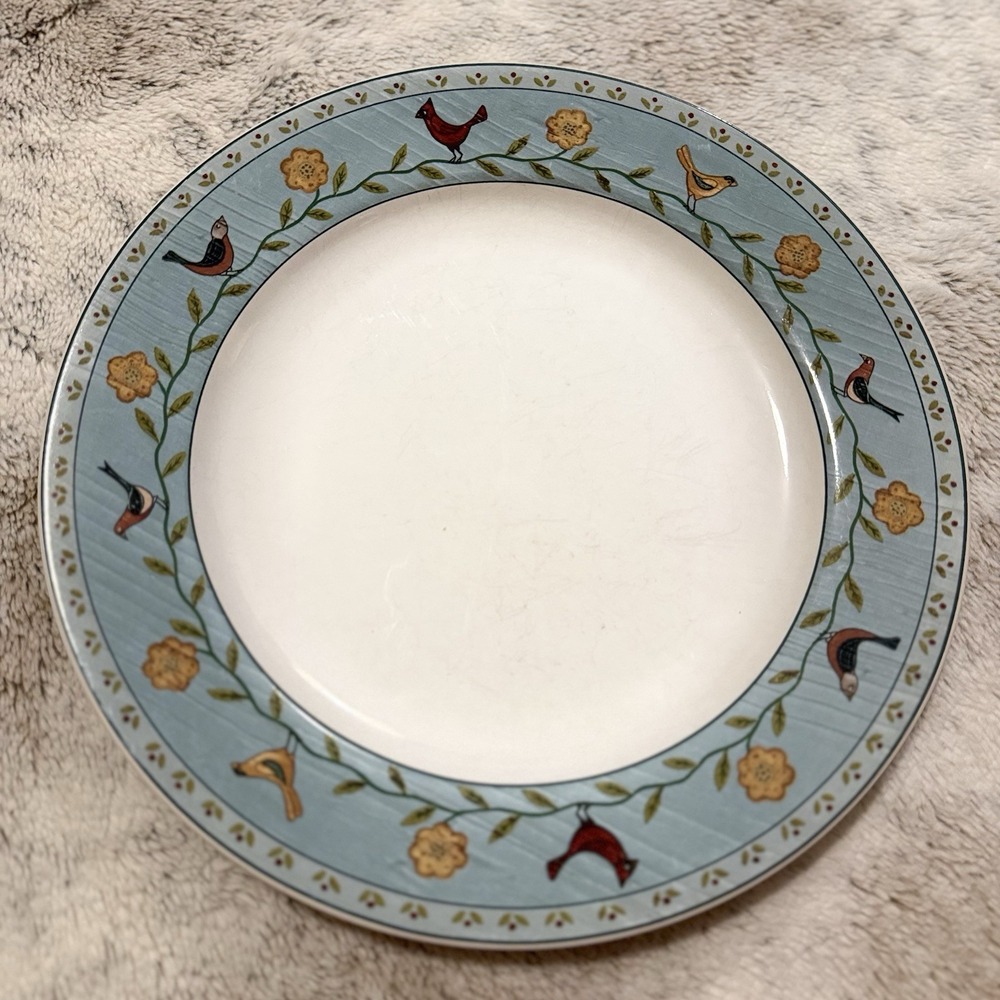 Vintage '2000 Warren Kimble BIRD HOUSE 10.5in Stoneware Dinner Plate